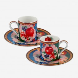 Mavi Yeşil Porselen Kahve Fincan Seti 120 Ml La Vita E Bella Duo Collection