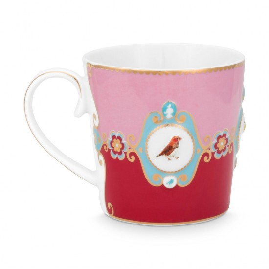 Love Birds Büyük Mug, Kırmızı / Pembe