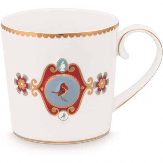 Love Birds Beyaz Madalyon Desenli Küçük Mug 150 ml