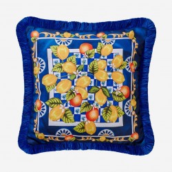 Mavi Kadife Dekoratif Yastık 45X4