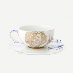 Mavi Beyaz Porselen Çay Fincanı 225 Ml Royal White 