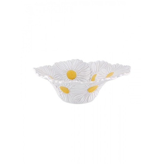 Maria Flor Beyaz Papatya Servis Kase 27cm Maria Flor Beyaz Papatya Servis Kase 27cm